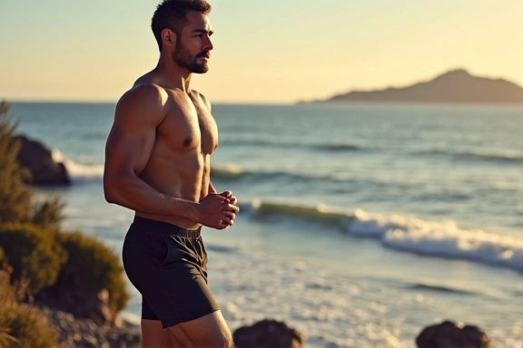 Uomo che si allena con leggerezza all'aperto