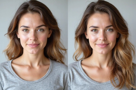 Immagine di una persona prima e dopo aver adottato un'alimentazione più sana, mostrando un aspetto più energico e radioso. No testo.