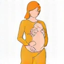 Icona di nutrizione per gravidanza e allattamento, con una mamma e un bambino